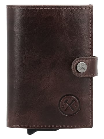 HIDE & STITCHES Leren portemonnee bruin - (B)9 x (H)10 x (D)1 cm