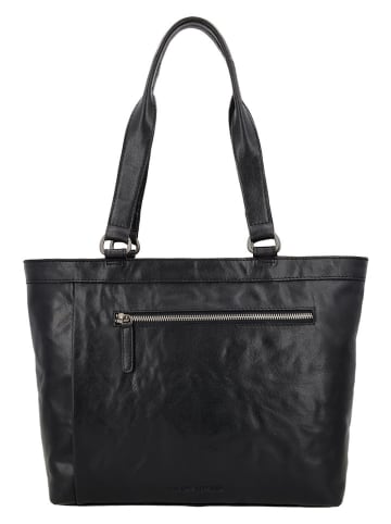 HIDE & STITCHES Leren schoudertas zwart - (B)37 x (H)29 x (D)8 cm