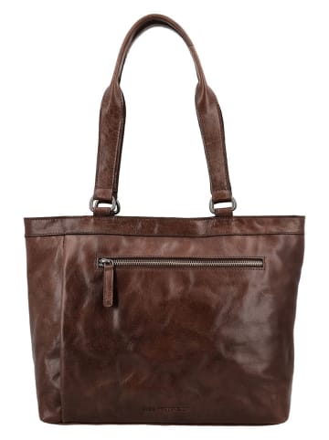 HIDE & STITCHES Leren schoudertas bruin - (B)37 x (H)29 x (D)8 cm
