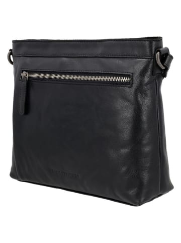HIDE & STITCHES Leren schoudertas zwart - (B)28 x (H)22 x (D)8 cm