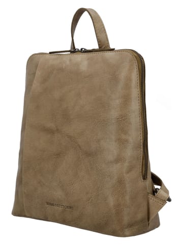 HIDE & STITCHES Leder-Rucksack in Beige - (B)27 x (H)29 x (T)9 cm