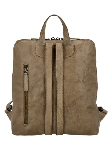 HIDE & STITCHES Leder-Rucksack in Beige - (B)27 x (H)29 x (T)9 cm