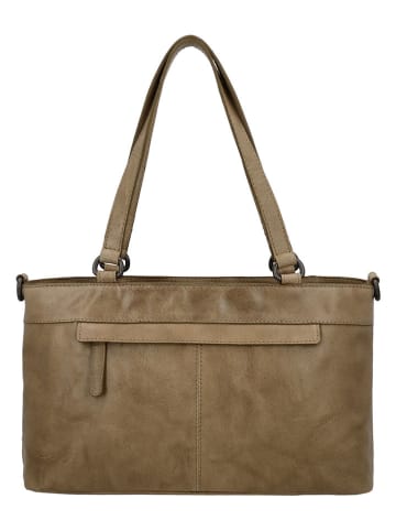 HIDE & STITCHES Leren schoudertas beige - (B)35 x (H)20 x (D)11 cm