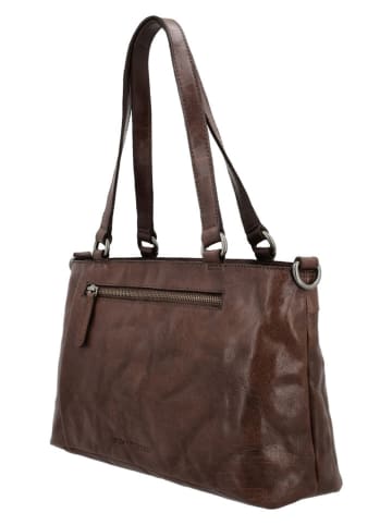 HIDE & STITCHES Leren shopper "Westland" donkerbruin - (B)35 x (H)20 x (D)11 cm