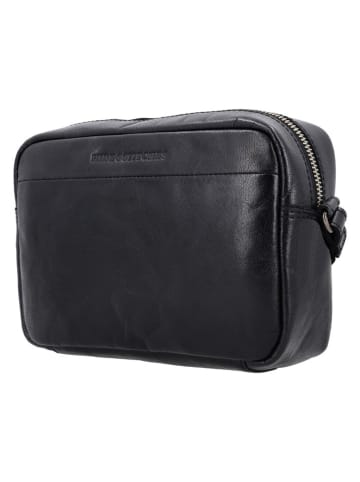 HIDE & STITCHES Leder-Umhängetasche "Westland" in Schwarz - (B)22 x (H)14 x (T)6 cm