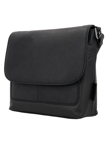 Beagles Leder-Umhängetasche "Benidorm" in Schwarz - (B)29 x (H)23 x (T)6 cm