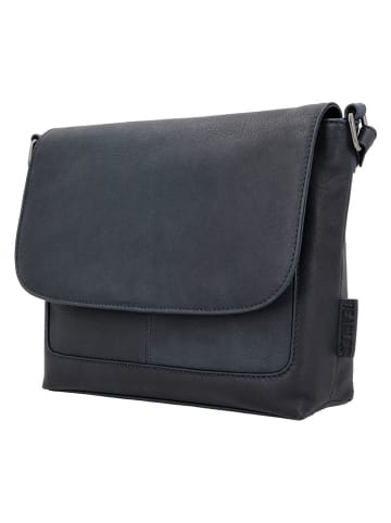 Beagles Leren schoudertas "Benidorm" donkerblauw - (B)29 x (H)23 x (D)6 cm