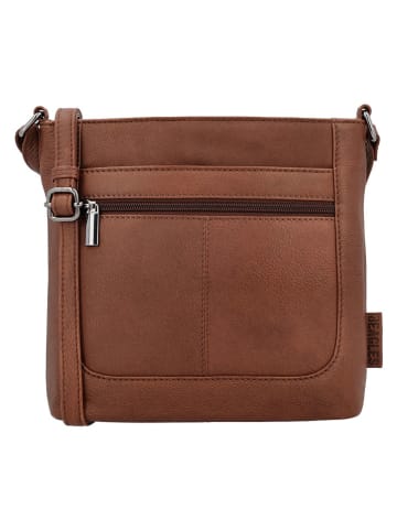 Beagles Leder-Umhängetasche "Benidorm" in Hellbraun - (B)22 x (H)21 x (T)7 cm