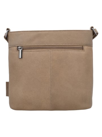 Beagles Leder-Umhängetasche "Benidorm" in Taupe - (B)22 x (H)21 x (T)7 cm