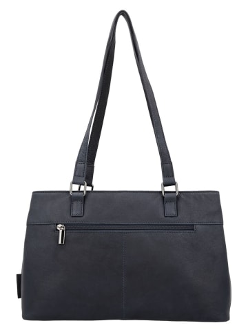 Beagles Leder-Schultertasche "Benidorm" in Dunkelblau - (B)33 x (H)21 x (T)11 cm