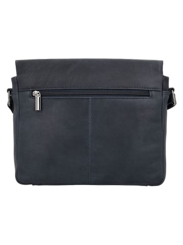 Beagles Leren schoudertas "Benidorm" donkerblauw - (B)24 x (H)21 x (D)6 cm