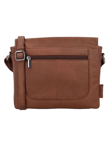Beagles Leder-Umhängetasche "Benidorm" in Hellbraun - (B)24 x (H)21 x (T)6 cm