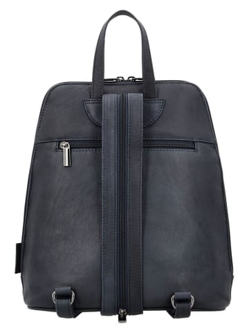 Beagles Leder-Rucksack "Benidorm" in Dunkelblau - (B)25 x (H)29 x (T)9 cm