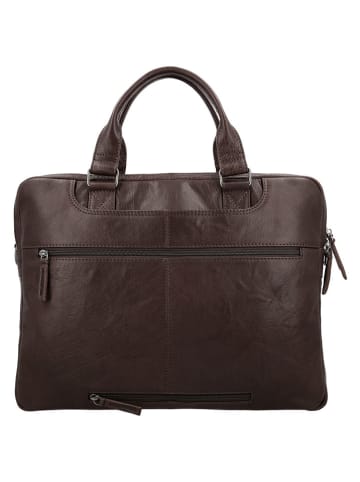 HIDE & STITCHES Leder-Businesstasche "Donau" in Braun - (B)39 x (H)39 x (T)8 cm