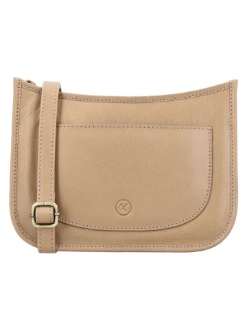 HIDE & STITCHES Leren schoudertas "Jura" beige - (B)25 x (H)17 x (D)10 cm
