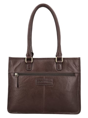 HIDE & STITCHES Leder-Schultertasche "Jura" in Braun - (B)30 x (H)21 x (T)10 cm