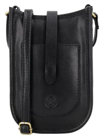 HIDE & STITCHES Leder-Handytasche "Jura" in Schwarz - (B)12 x (H)17 x (T)4 cm