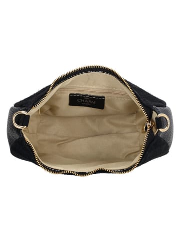 Charm Leder-Umhängetasche in Schwarz - (B)20 x (H)12 x (T)5 cm