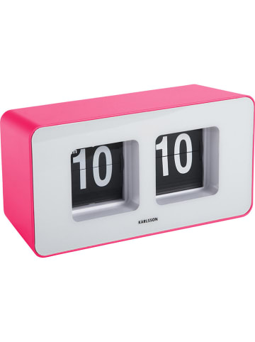 Karlsson Tischuhr "Funky Flip" in Pink - (B)18 x (H)9 x (T)7 cm