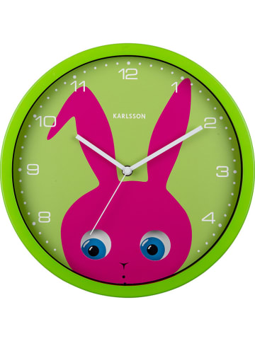 Karlsson Wandklok "Bunny" groen/roze - Ø 30,8 cm
