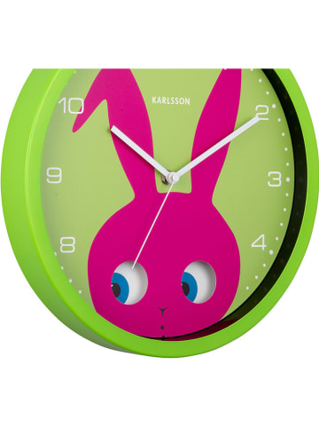 Karlsson Wandklok "Bunny" groen/roze - Ø 30,8 cm