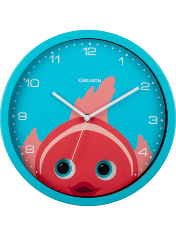 Karlsson Wandklok "Goldfish" turquoise/roze - Ø 30,8 cm
