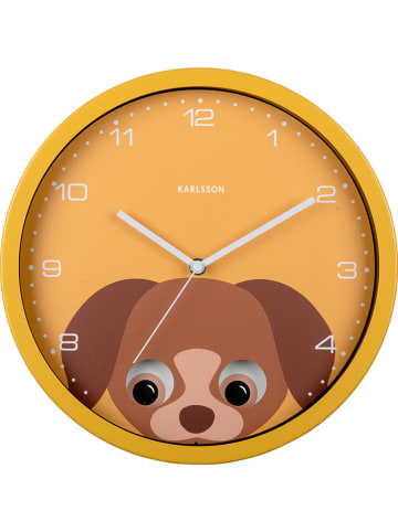 Karlsson Wanduhr "Dog" in Gelb/ Hellbraun - Ø 30,8 cm