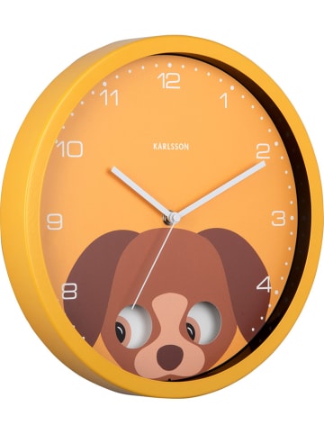 Karlsson Wanduhr "Dog" in Gelb/ Hellbraun - Ø 30,8 cm