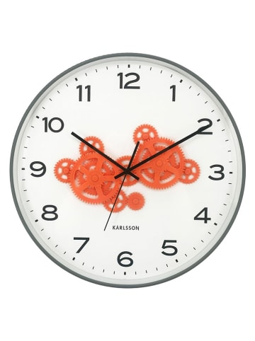 Karlsson Wanduhr ''Open Gear'' in Orange/ Schwarz - Ø 40 cm