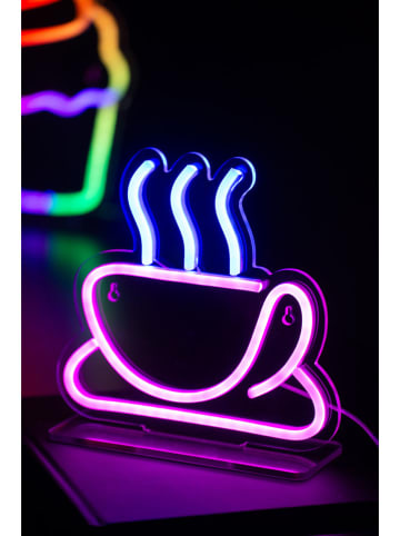 Leitmotiv LED-Dekoleuchte "Coffee" in Rosa/ Hellblau - (B)30 x (H)21 cm