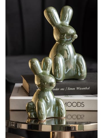 Present Time Dekoracja "Balloon Bunny" w kolorze zielonym - wys. 15 cm