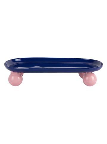 Present Time Dienblad ''Double Funky'' blauw - (B)39 x (H)6 x (D)16 cm