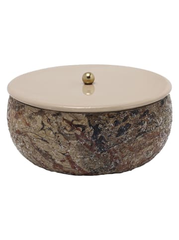 Present Time Aufbewahrungsbox ''Mosaic Marble'' in Braun/ Weiß - (H)7,5 x Ø 16,5 cm