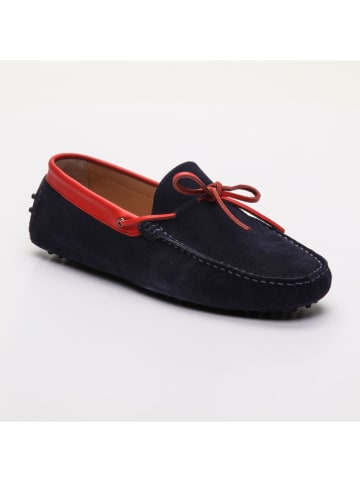 CHARLES & SMITH Leren mocassins donkerblauw/rood