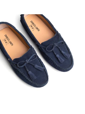 CHARLES & SMITH Leren mocassins "January" donkerblauw