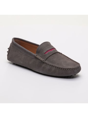 CHARLES & SMITH Leder-Mokassins in Anthrazit/ Pink