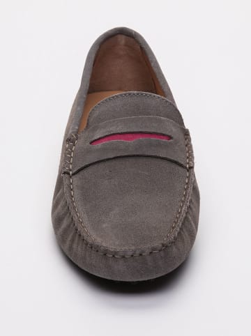 CHARLES & SMITH Leren mocassins antraciet/roze