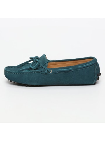 CHARLES & SMITH Leren mocassins turquoise