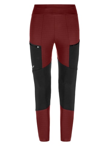 Salewa Legginsy trekkingowe "Puez Dry Responsive" w kolorze bordowo-czarnym