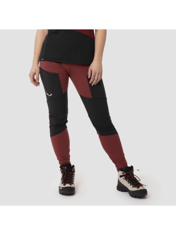 Salewa Legginsy trekkingowe "Puez Dry Responsive" w kolorze bordowo-czarnym