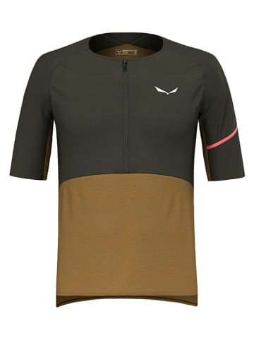 Salewa Koszulka kolarska "Vento Merino" w kolorze khaki