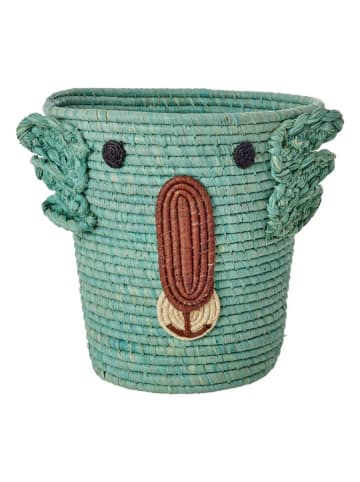 Rice Aufbewahrungskorb in Türkis/ Hellbraun - (H)30 x Ø 20 cm
