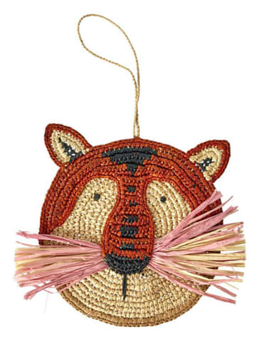 Rice Wanddekoration "Animal" in Beige/ Orange/ Schwarz - Ø 17 cm