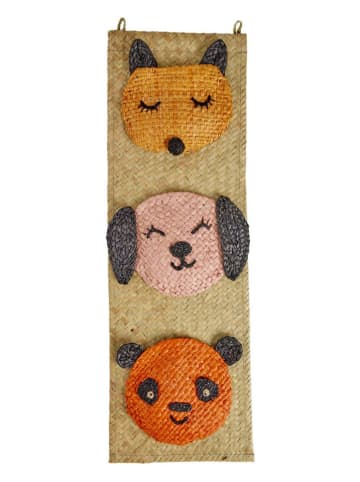 Rice Wanddekoration "Animal Face" in Beige/ Orange/ Rosa - (L)60 x (B)20 cm