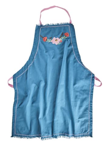 Rice Küchenschürze "Flower" in Blau/ Rosa - (L)80 x (B)70 cm