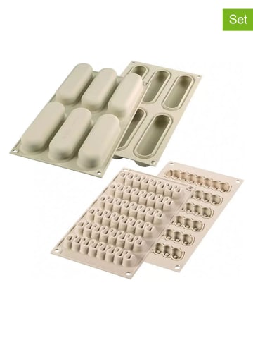 Silkomart 2er-Set: Silikon-Backformen in Beige - (L)30 x (B)17,5 cm