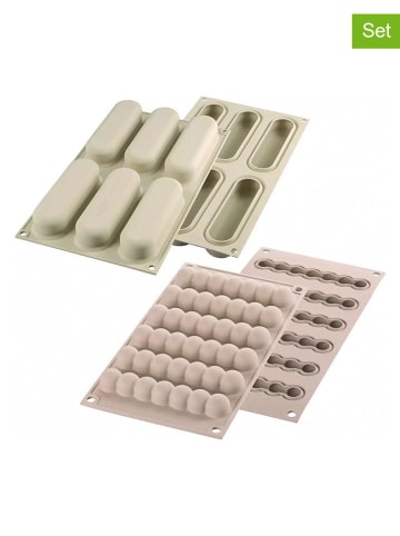 Silkomart 2-delige set: siliconen bakvormen beige - (L)30 x (B)17,5 cm