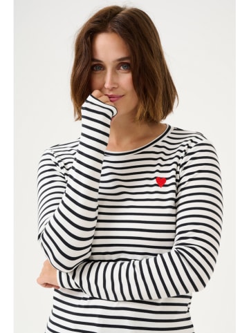 Kaffe Longsleeve in Schwarz/ Weiß