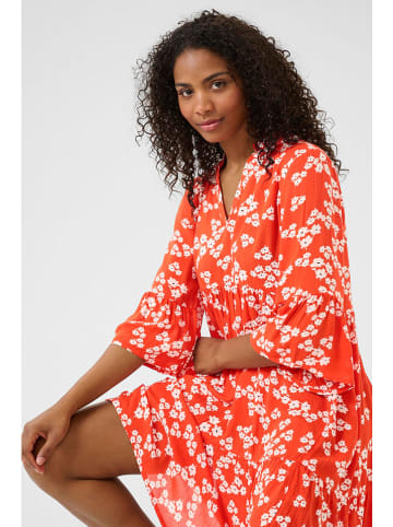 Kaffe Kleid in Rot/ Weiß