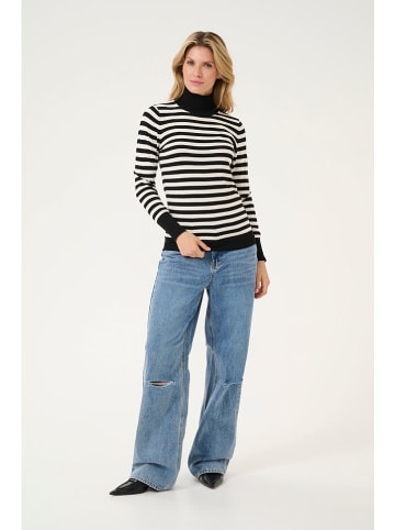 Kaffe Rollkragenpullover in Schwarz/ Creme